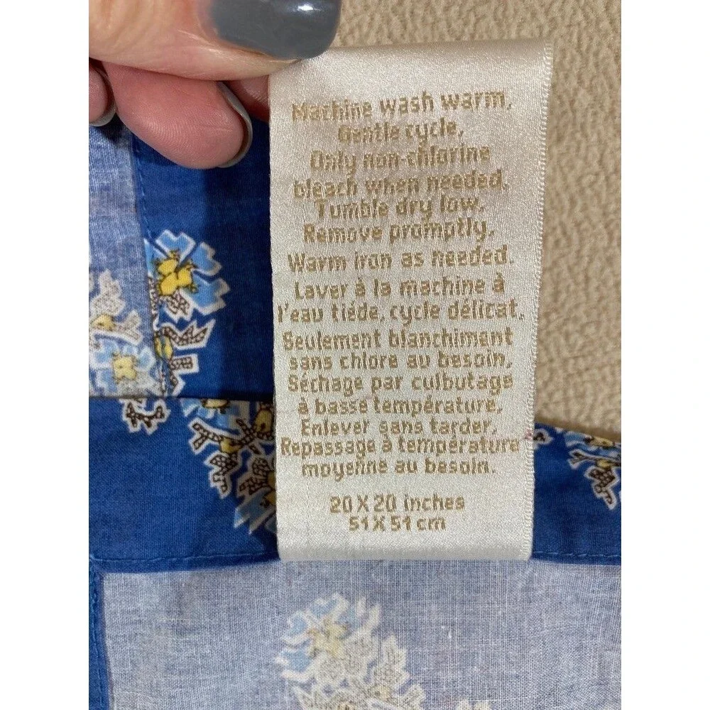 Williams Sonoma Paisley Floral Blue Yellow Set of 2 Cotton‎ Napkins 20x20in